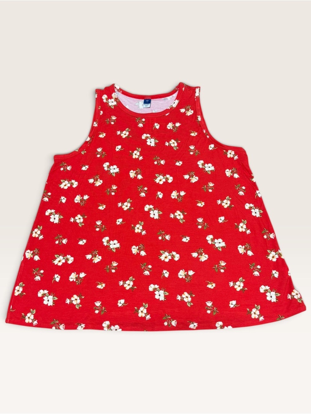 Old Navy Red Floral Print Sleeveless Swing Tank Top NWT Size L